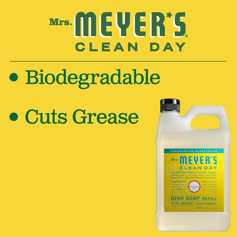 MRS. MEYER'S CLEAN D السّيدة. عبوة صابون الأطباق السائل من مايرز كلين داي، تركيبة قابلة للتحلل الحيوي، زهر العسل 48 أونصة سائلة. أوقية - Image 4
